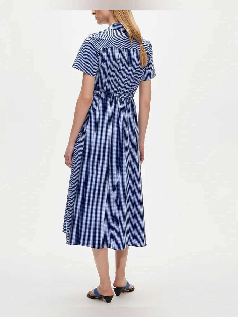 J.Crew Cerise shirt-dress in gingham cotton poplin in brilliant indigo - Picture 3 of 9